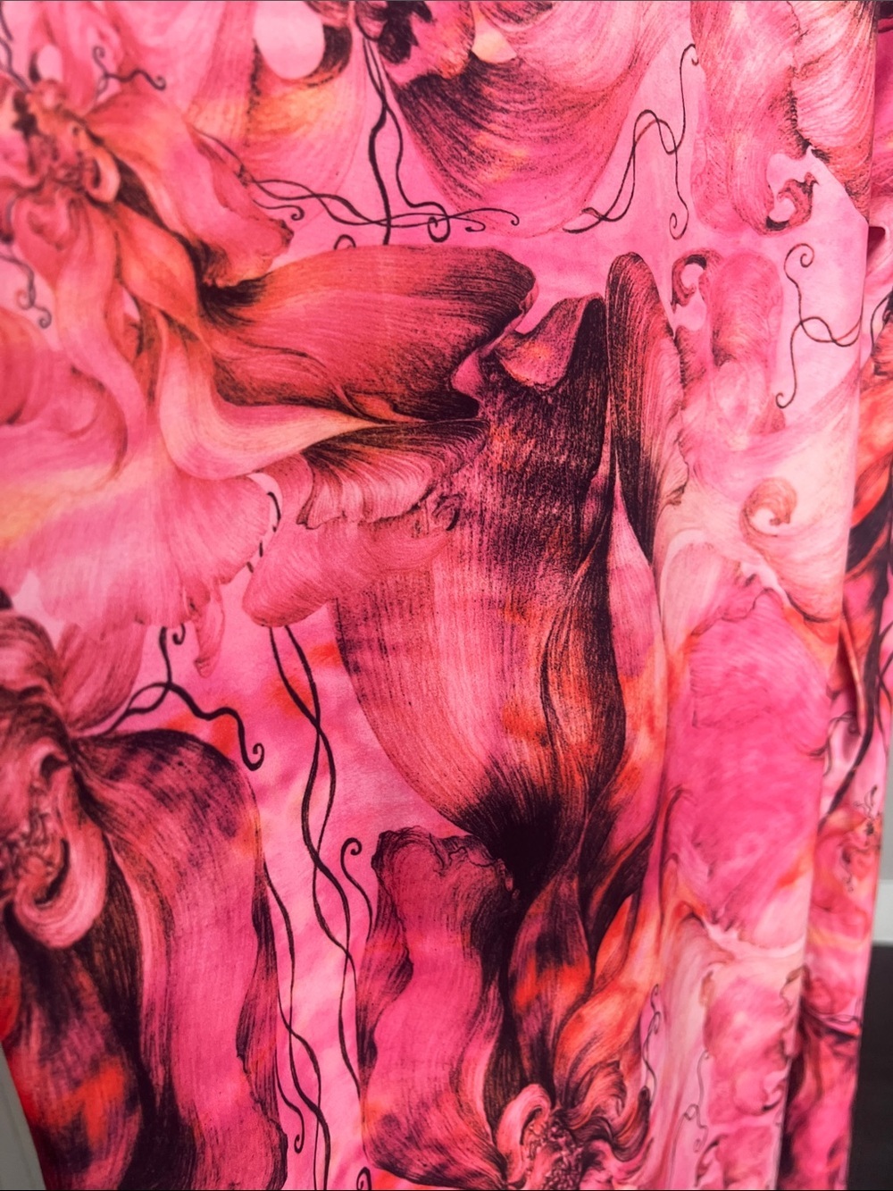 Women's Pink Abstract Print Long Sleeve dress - Picture 4 of 5